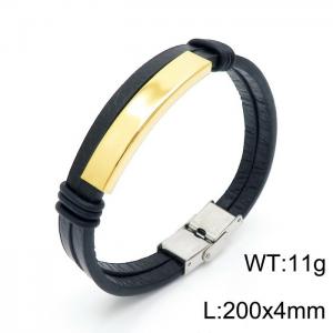 Stainless Steel Leather Bracelet - KB146744-KFC
