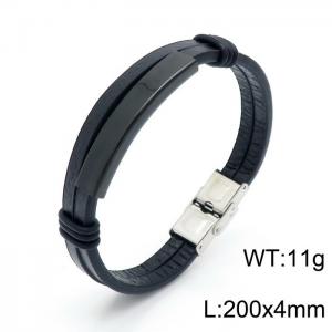 Stainless Steel Leather Bracelet - KB146745-KFC