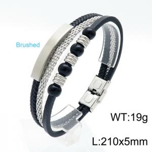 Stainless Steel Leather Bracelet - KB146912-KLHQ
