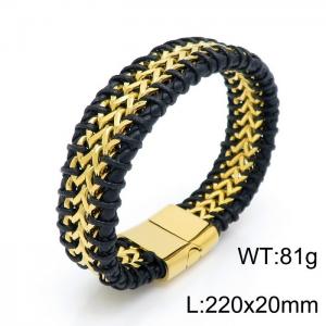 Stainless Steel Leather Bracelet - KB147263-KFC