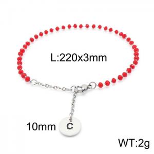 Fashion stainless steel red beaded chain women's letter bracelet - KB147760-Z