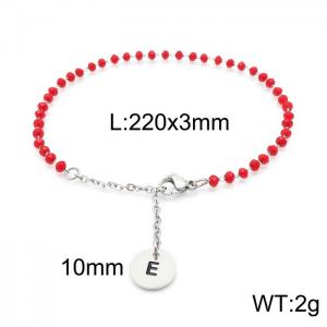 Fashion stainless steel red beaded chain women's letter bracelet - KB147762-Z