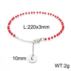 Fashion stainless steel red beaded chain women's letter bracelet - KB147769-Z