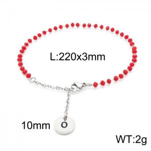 Fashion stainless steel red beaded chain women's letter bracelet - KB147772-Z