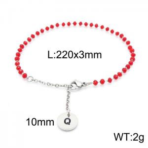 Fashion stainless steel red beaded chain women's letter bracelet - KB147774-Z
