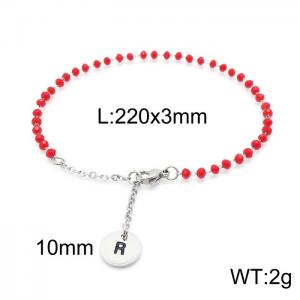 Fashion stainless steel red beaded chain women's letter bracelet - KB147775-Z