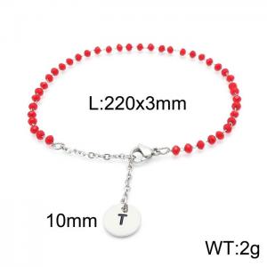 Fashion stainless steel red beaded chain women's letter bracelet - KB147777-Z