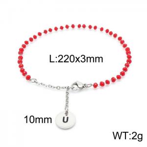Fashion stainless steel red beaded chain women's letter bracelet - KB147778-Z