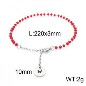 Fashion stainless steel red beaded chain women's letter bracelet - KB147780-Z