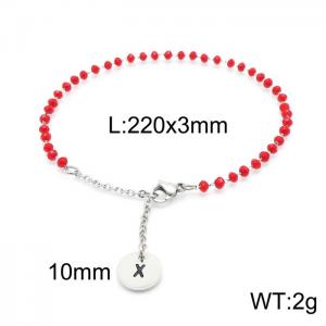 Fashion stainless steel red beaded chain women's letter bracelet - KB147781-Z