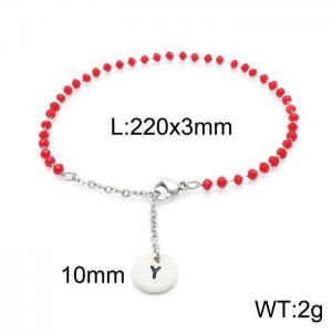 Fashion stainless steel red beaded chain women's letter bracelet - KB147782-Z