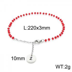 Fashion stainless steel red beaded chain women's letter bracelet - KB147783-Z