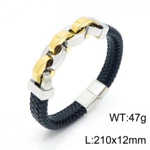 Stainless Steel Leather Bracelet - KB147784-KFC