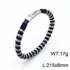 Stainless Steel Leather Bracelet - KB148122-YY
