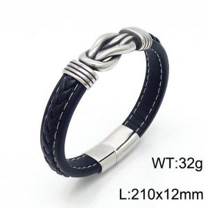 Stainless Steel Leather Bracelet - KB148145-YY