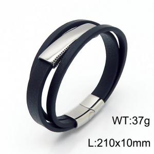 Stainless Steel Leather Bracelet - KB148160-YY