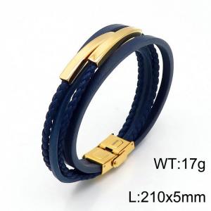 Stainless Steel Leather Bracelet - KB148161-YY