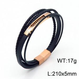 Stainless Steel Leather Bracelet - KB148167-YY