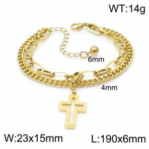 Stainless Steel Gold-plating Bracelet - KB148352-Z