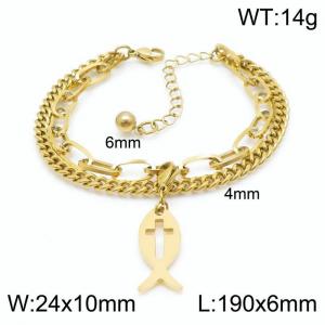 Stainless Steel Gold-plating Bracelet - KB148358-Z