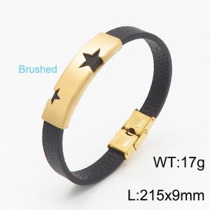 Stainless Steel Leather Bracelet - KB148930-KLHQ