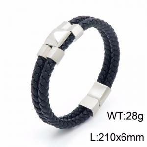 Stainless Steel Leather Bracelet - KB149374-KLHQ