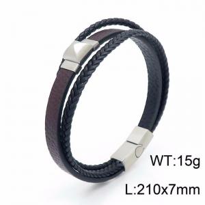 Stainless Steel Leather Bracelet - KB149376-KLHQ
