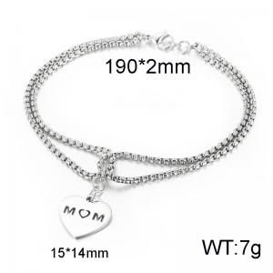 Fashion Titanium Steel Double Layer Pearl Chain Letter MOM Heart Mother's Day Bracelet - KB150584-Z