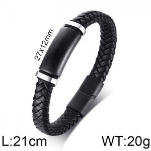 Stainless Steel Leather Bracelet - KB152501-WGSF