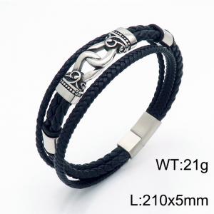 Stainless Steel Leather Bracelet - KB153937-KLHQ