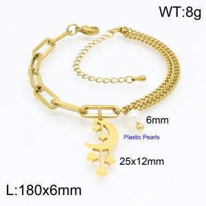 Stainless Steel Gold-plating Bracelet - KB154252-Z