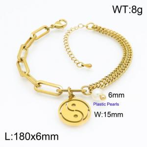 Stainless Steel Gold-plating Bracelet - KB154258-Z