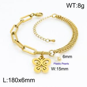 Stainless Steel Gold-plating Bracelet - KB154262-Z