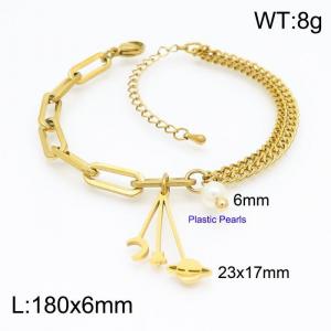 Stainless Steel Gold-plating Bracelet - KB154266-Z