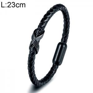Stainless Steel Leather Bracelet - KB154700-WGYY
