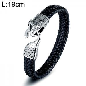 Stainless Steel Leather Bracelet - KB154723-WGYY