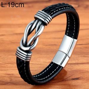 Stainless Steel Leather Bracelet - KB154735-WGYY