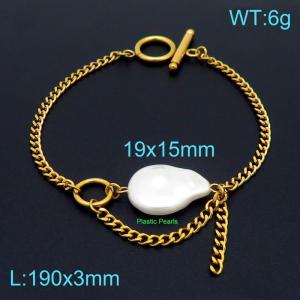 Stainless Steel Gold-plating Bracelet - KB155797-Z