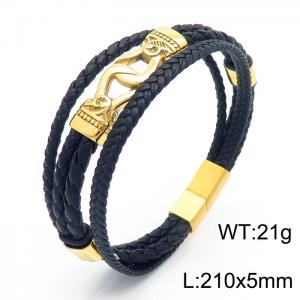 Stainless Steel Leather Bracelet - KB157284-KLHQ