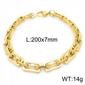 7mm=20cm=Handmade stainless steel rectangular inner buckle small bone chain geometric fashionista DIY neutral aureate chain bracelet - KB160623-Z