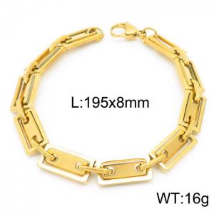 8mm=19.5cm=Handmade 304 Stainless steel rectangular inner buckle square plate chain DIY geometric neutral aureate chain bracelet - KB160629-Z