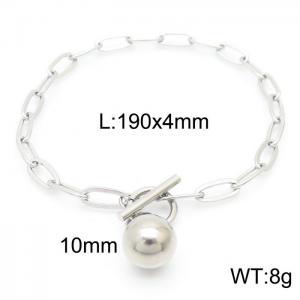 Hand make women's stainless steel thick link chain classic ball bracelet - KB161783-Z