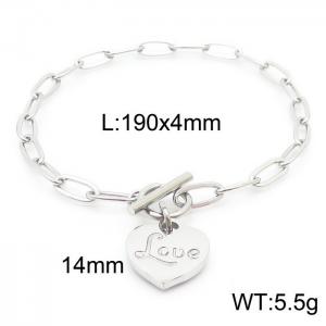 Hand make women's stainless steel thick link chain classic LOVE heart bracelet - KB161797-Z