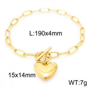 Hand make women's stainless steel thick link chain classic heart bracelet - KB161809-Z