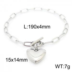 Hand make women's stainless steel thick link chain classic heart bracelet - KB161810-Z