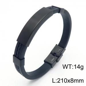 Stainless steel fashional whole black bar leather bracelet - KB162225-KLHQ