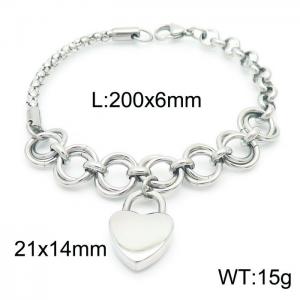 Spliced O-shaped Heart shaped Stainless Steel Women's Bracelet - KB162775-Z