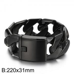 Fashion vacuum plating black stainless steel men's smooth bracelet - KB163418-KJX