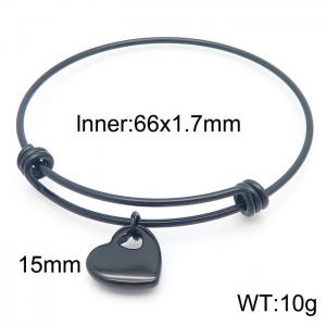 Stainless Steel Women's Black Retractable Heart Bracelet - KB163850-Z