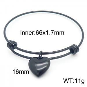 Stainless Steel Women's Black Retractable Heart Bracelet - KB163851-Z